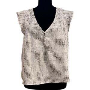 🤍 Forever 21 White & Black Geometric Print Sleeveless Top – Size Small